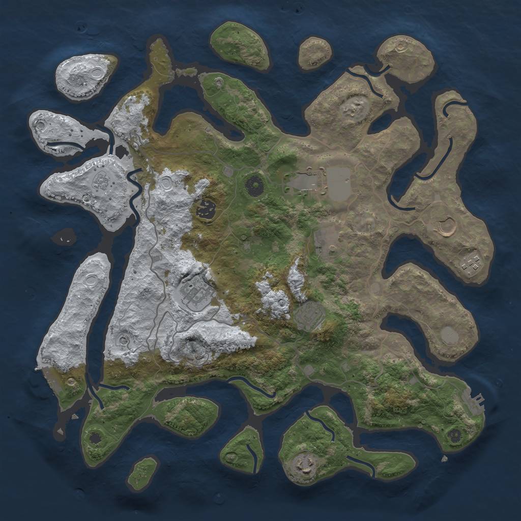 Rust Map: Procedural Map, Size: 4000, Seed: 303711, 17 Monuments