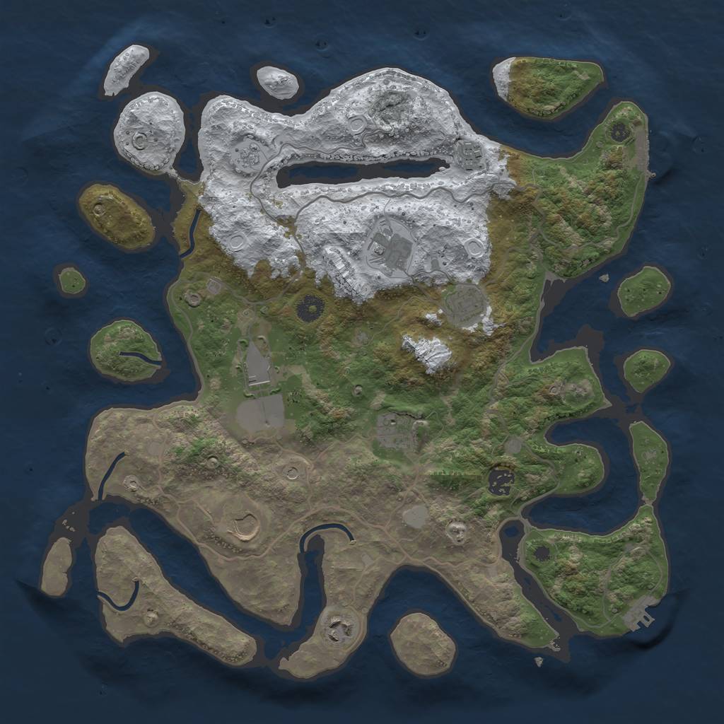 Rust Map: Procedural Map, Size: 4000, Seed: 735067, 17 Monuments