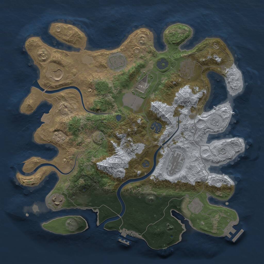 Rust Map: Procedural Map, Size: 3500, Seed: 480176, 15 Monuments