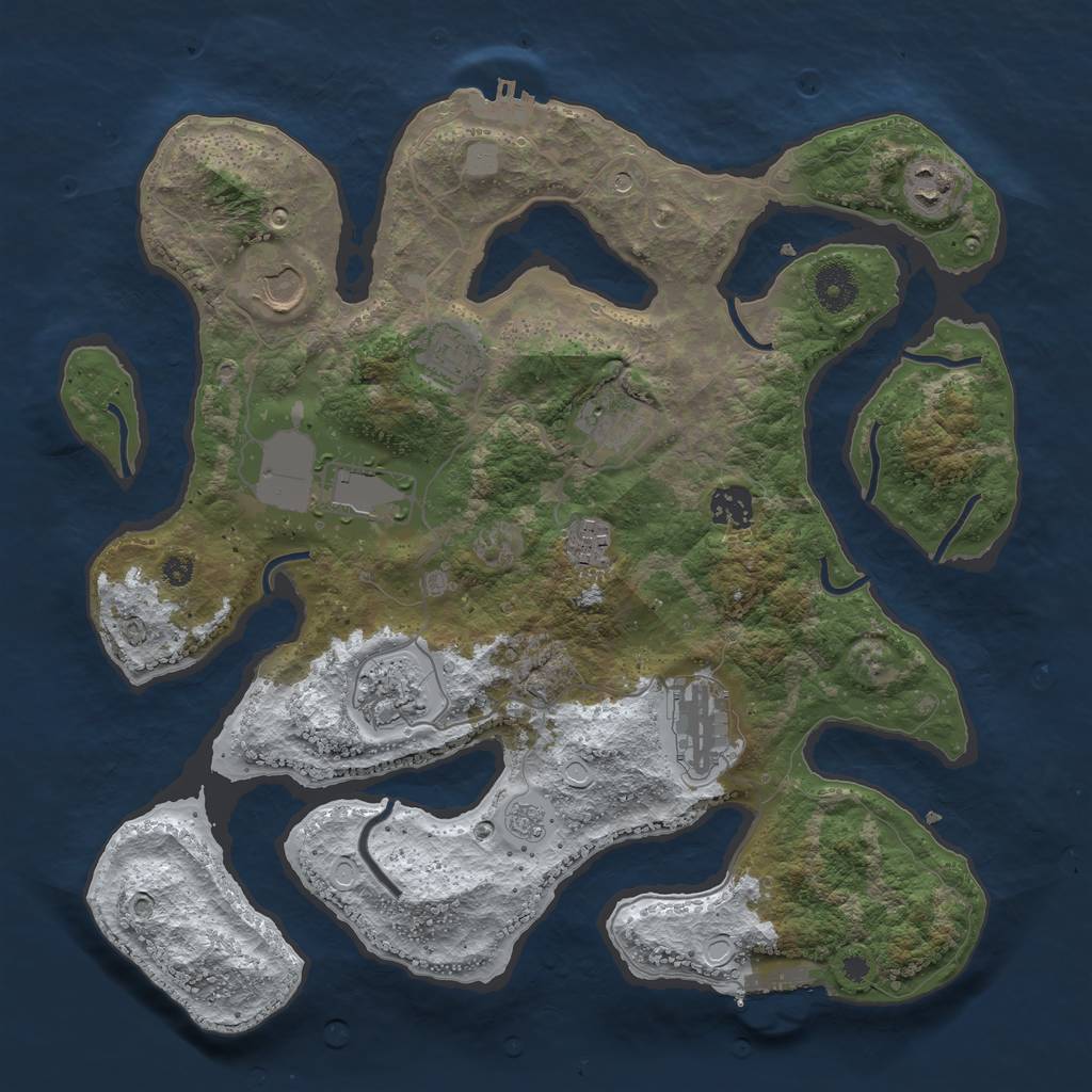 Rust Map: Procedural Map, Size: 3659, Seed: 2147483647, 18 Monuments