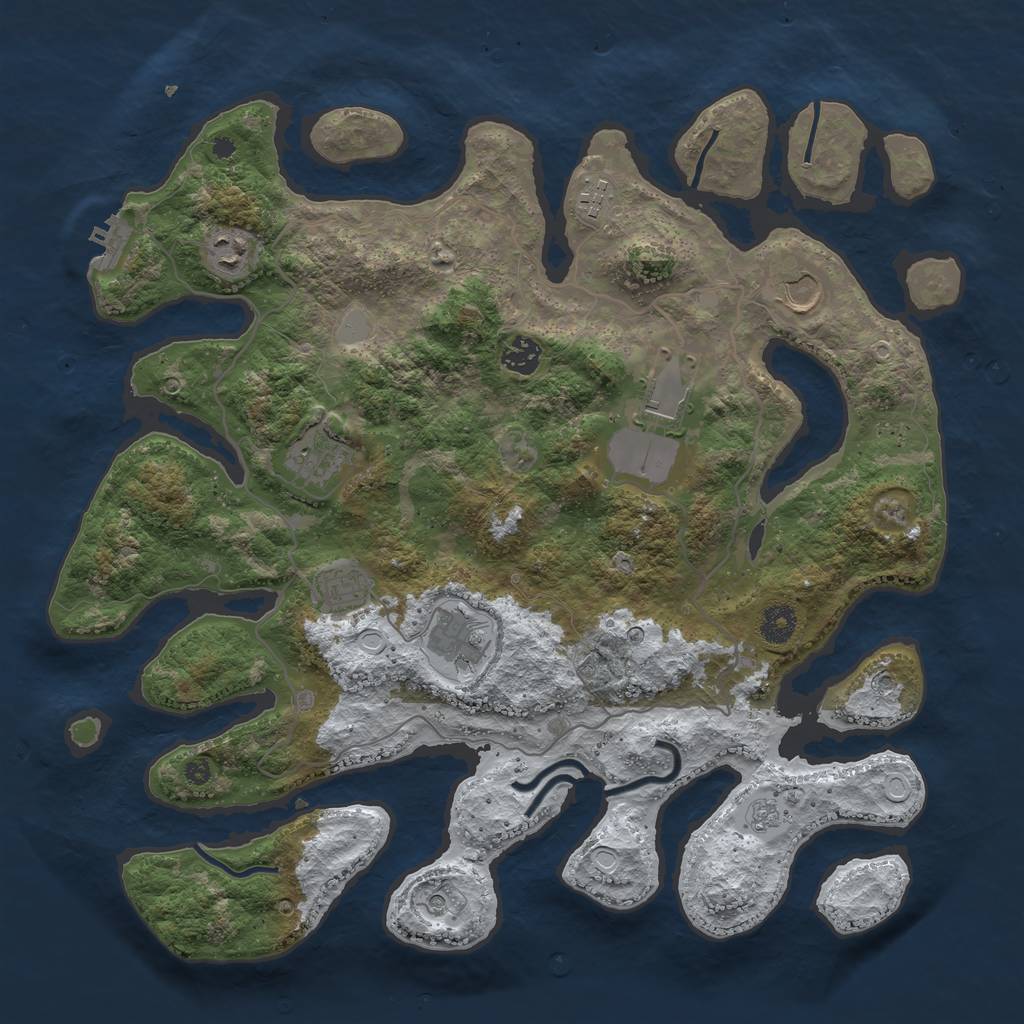 Rust Map: Procedural Map, Size: 4000, Seed: 323715, 16 Monuments