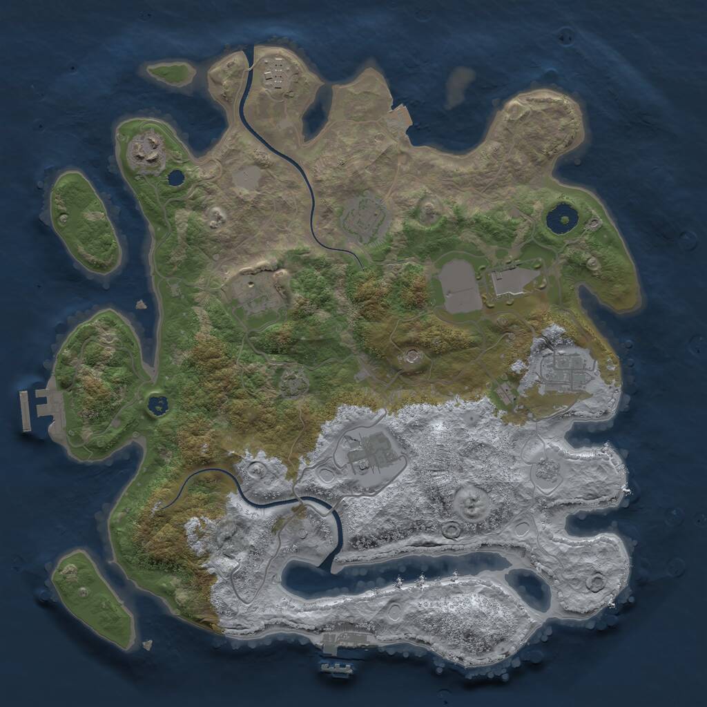 Rust Map: Procedural Map, Size: 3500, Seed: 1539112, 13 Monuments