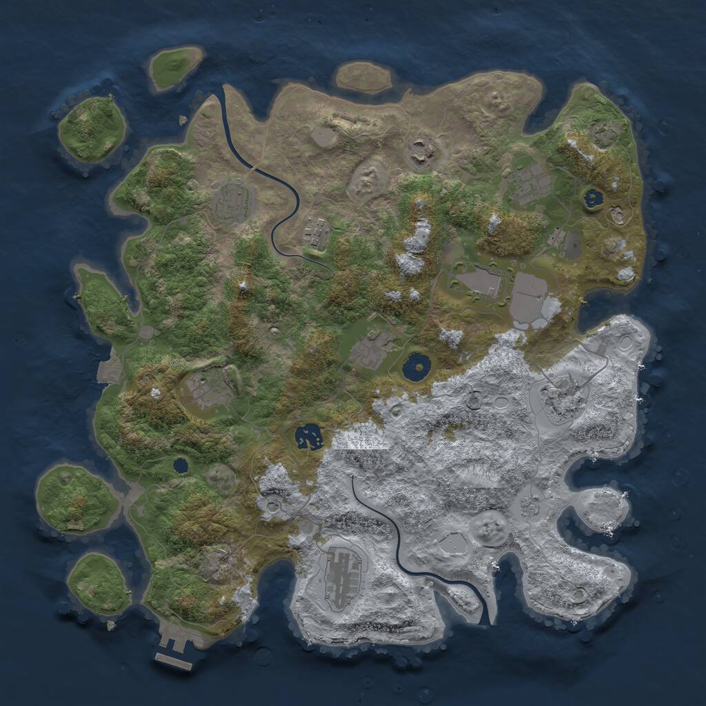 Rust Map: Procedural Map, Size: 3800, Seed: 2799406, 15 Monuments