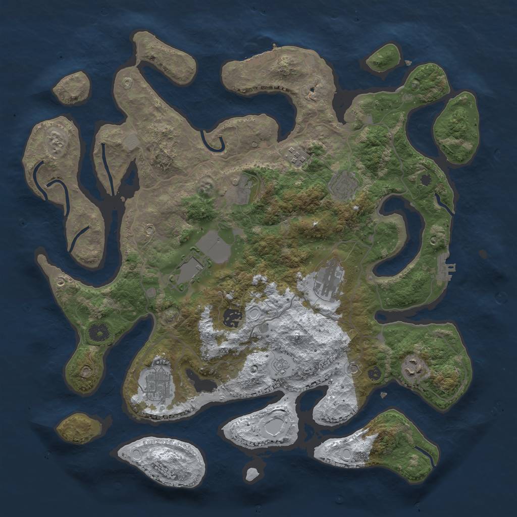 Rust Map: Procedural Map, Size: 4000, Seed: 129084, 17 Monuments