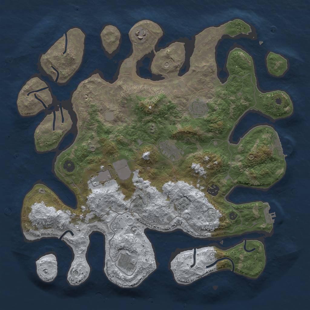 Rust Map: Procedural Map, Size: 4000, Seed: 362185, 16 Monuments