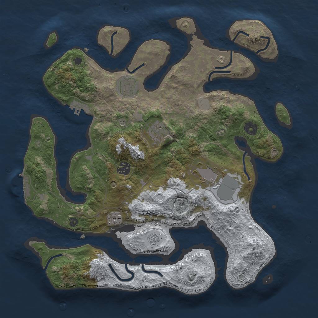 Rust Map: Procedural Map, Size: 3500, Seed: 912835, 14 Monuments