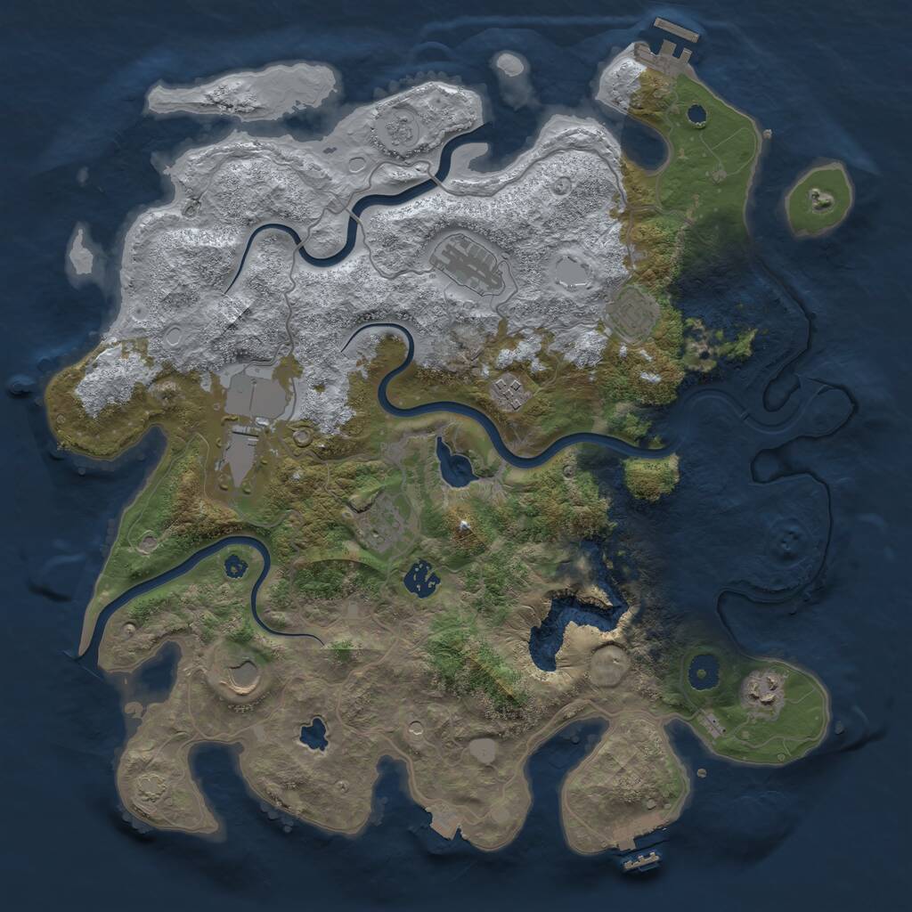 Rust Map: Procedural Map, Size: 4000, Seed: 728974, 14 Monuments