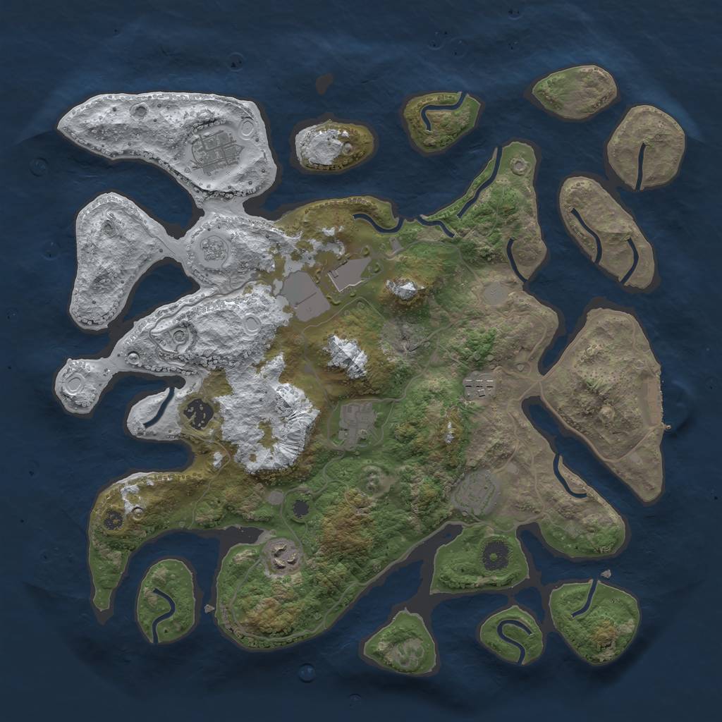 Rust Map: Procedural Map, Size: 3800, Seed: 655133, 15 Monuments