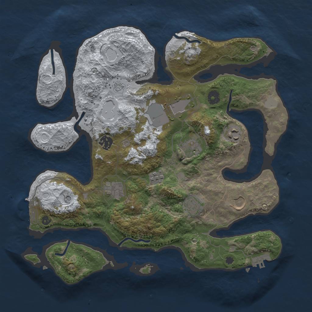 Rust Map: Procedural Map, Size: 3500, Seed: 2860225, 17 Monuments