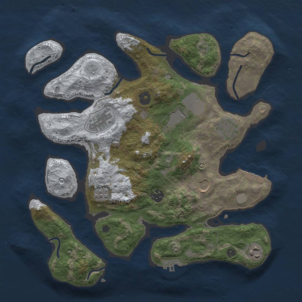 Rust Map: Procedural Map, Size: 3500, Seed: 4062879, 16 Monuments