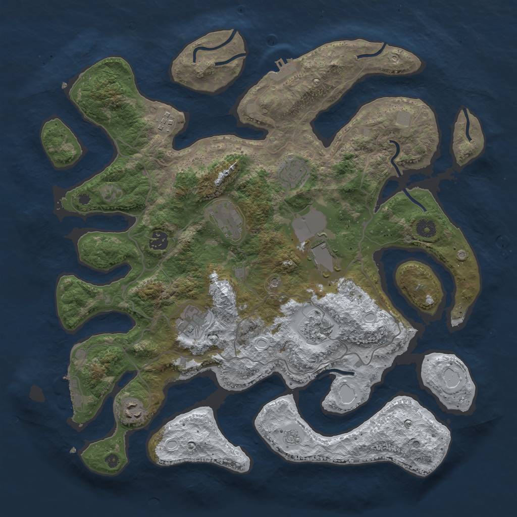 Rust Map: Procedural Map, Size: 4000, Seed: 126744, 17 Monuments