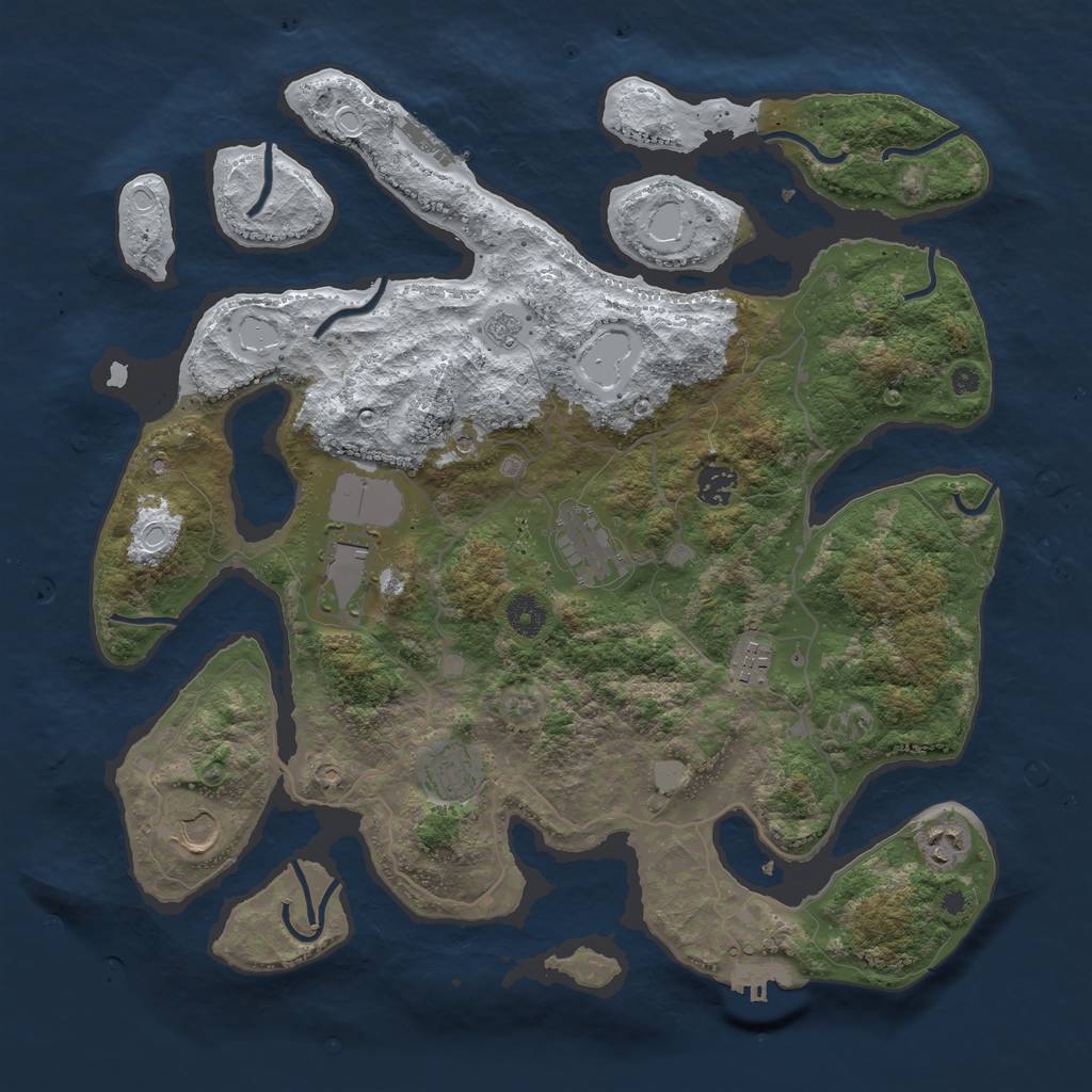 Rust Map: Procedural Map, Size: 4000, Seed: 750457, 16 Monuments
