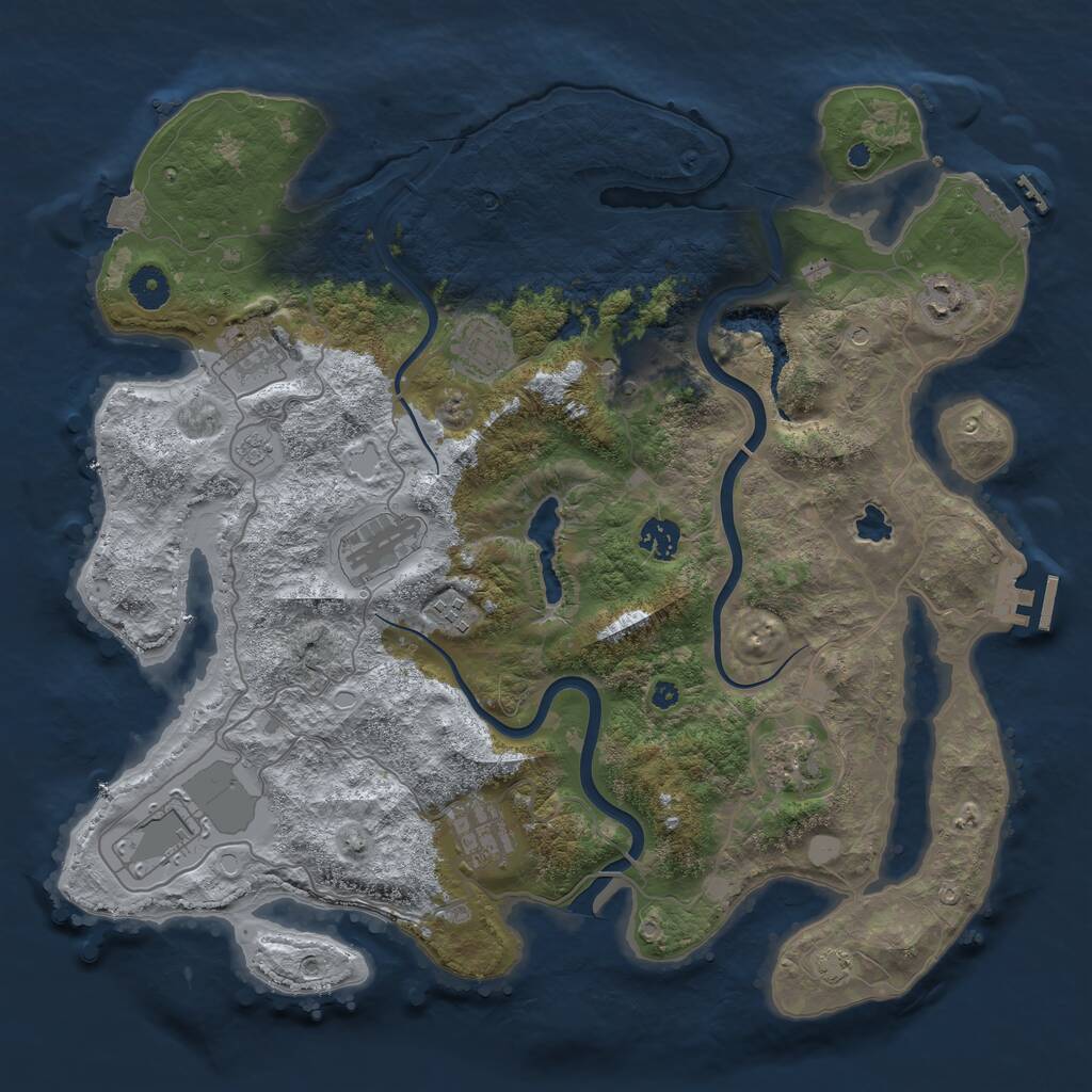 Rust Map: Procedural Map, Size: 4000, Seed: 331468, 16 Monuments