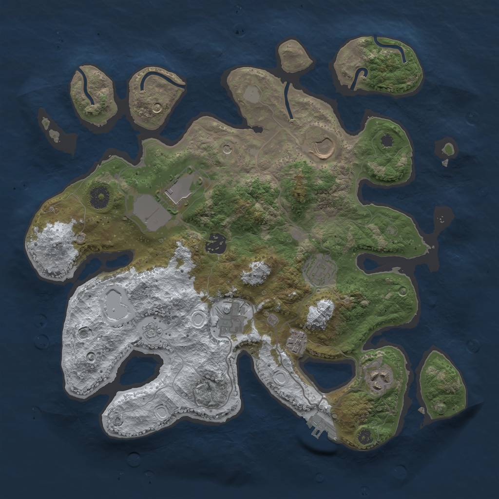 Rust Map: Procedural Map, Size: 3500, Seed: 1643297, 15 Monuments