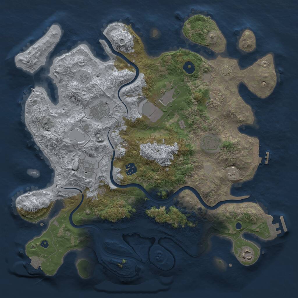 Rust Map: Procedural Map, Size: 3750, Seed: 8008, 14 Monuments