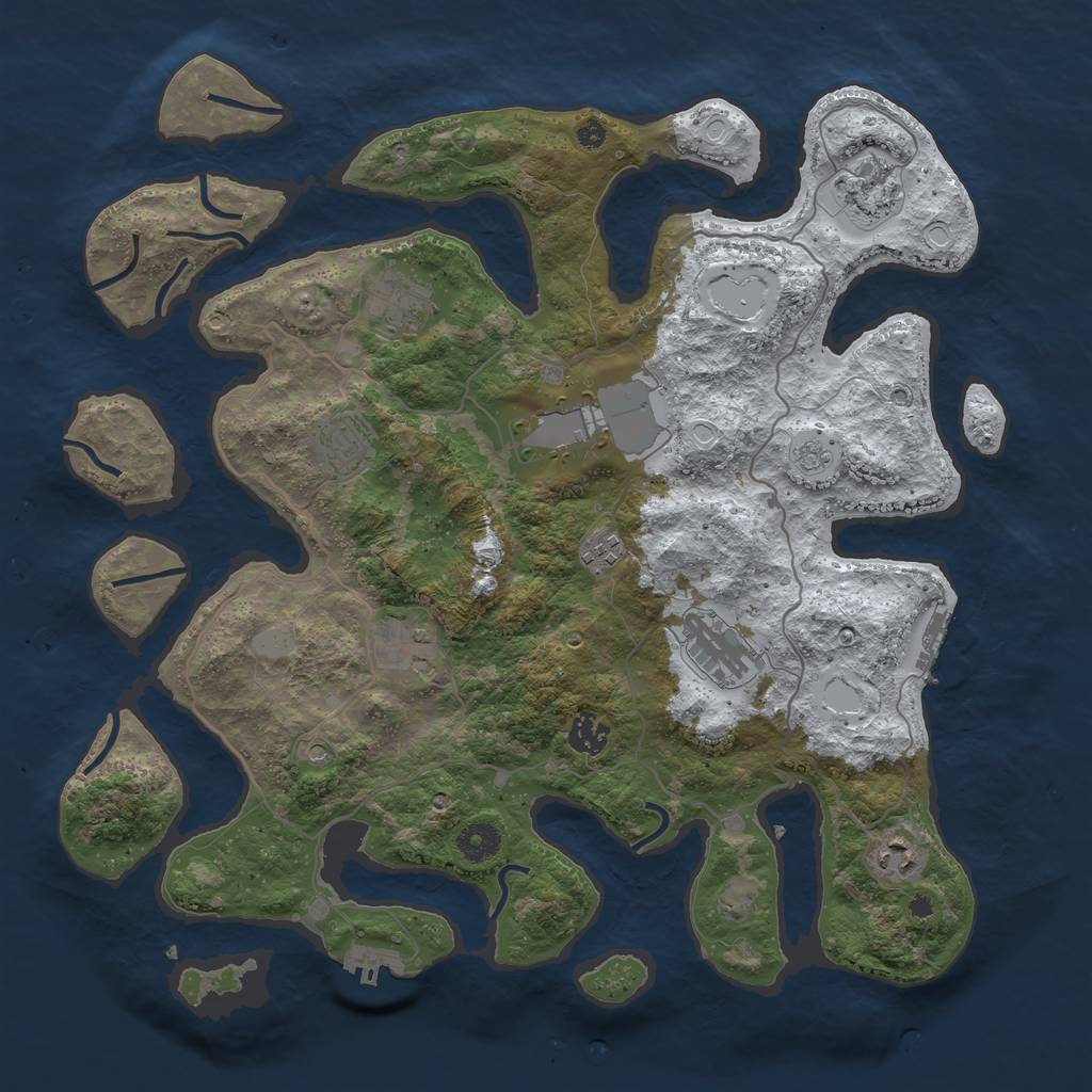 Rust Map: Procedural Map, Size: 4000, Seed: 760856, 18 Monuments