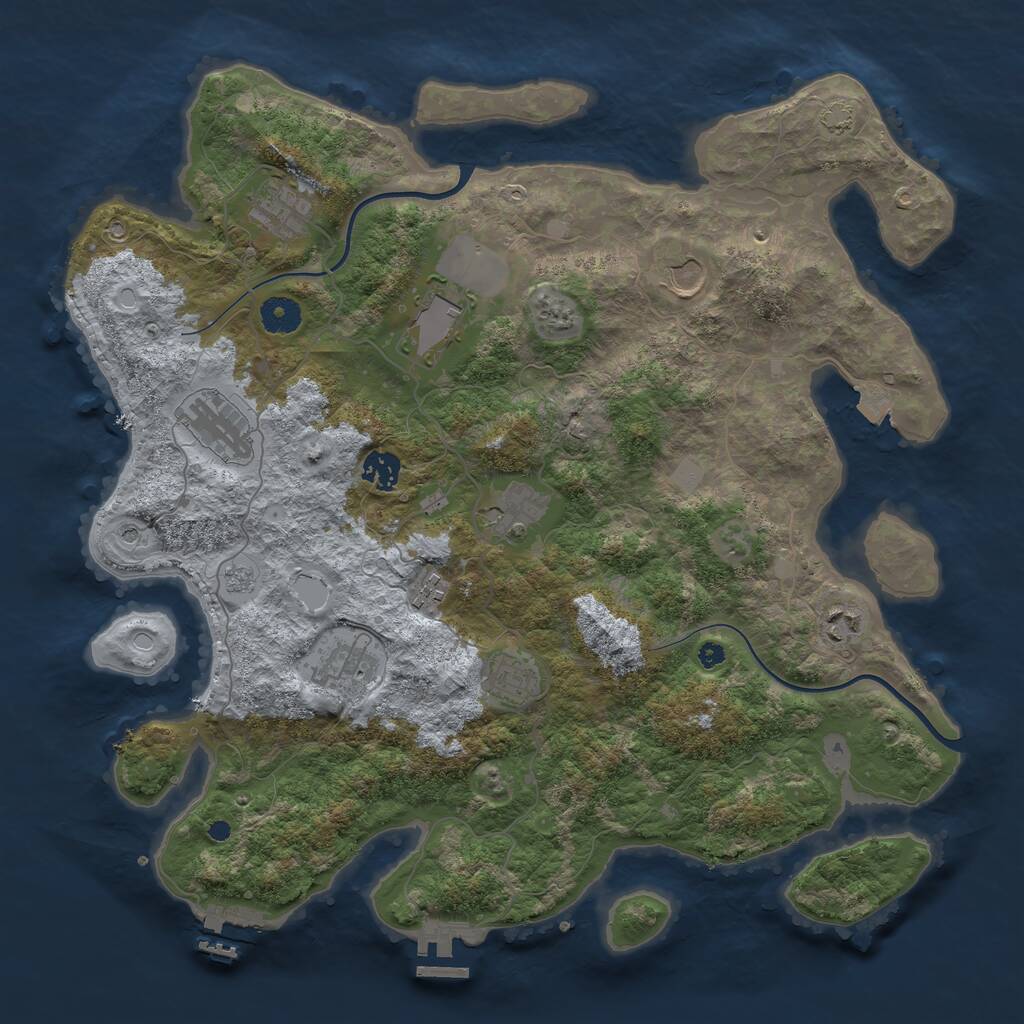Rust Map: Procedural Map, Size: 3950, Seed: 829137519, 16 Monuments