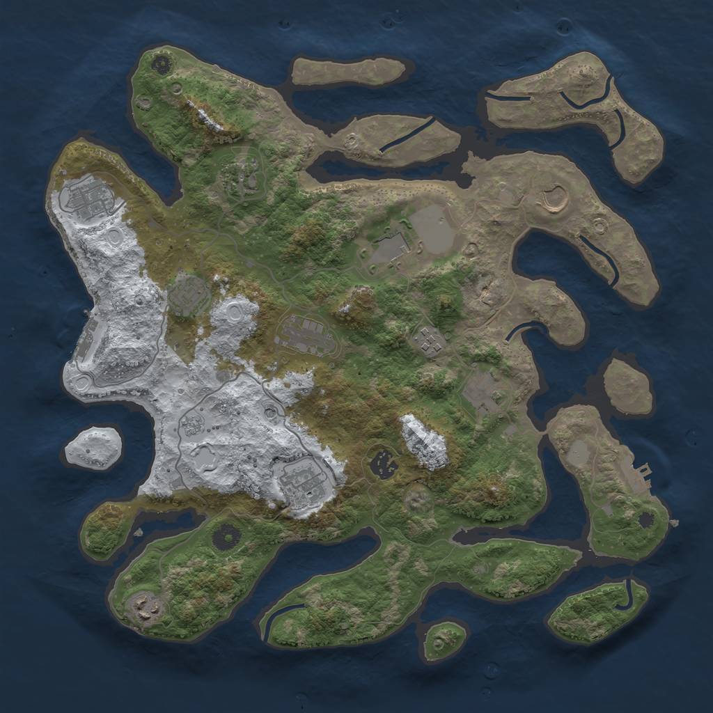 Rust Map: Procedural Map, Size: 3950, Seed: 829137519, 20 Monuments