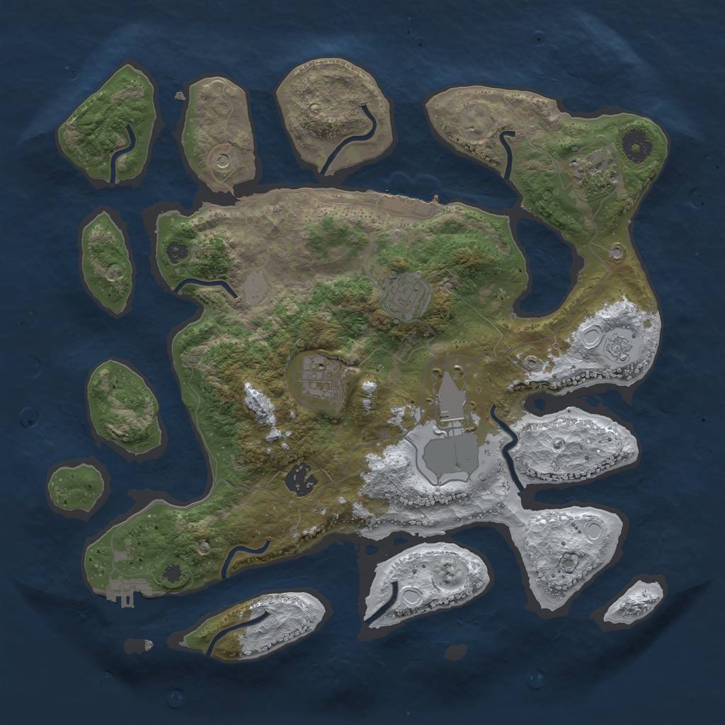 Rust Map: Procedural Map, Size: 3500, Seed: 637916, 14 Monuments