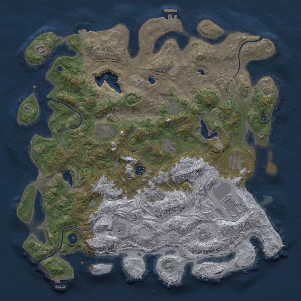 Rust Map: Procedural Map, Size: 4500, Seed: 6547865, 16 Monuments