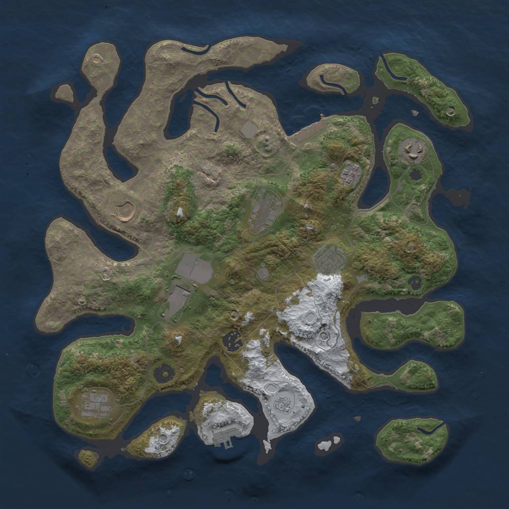 Rust Map: Procedural Map, Size: 3800, Seed: 4468188, 17 Monuments
