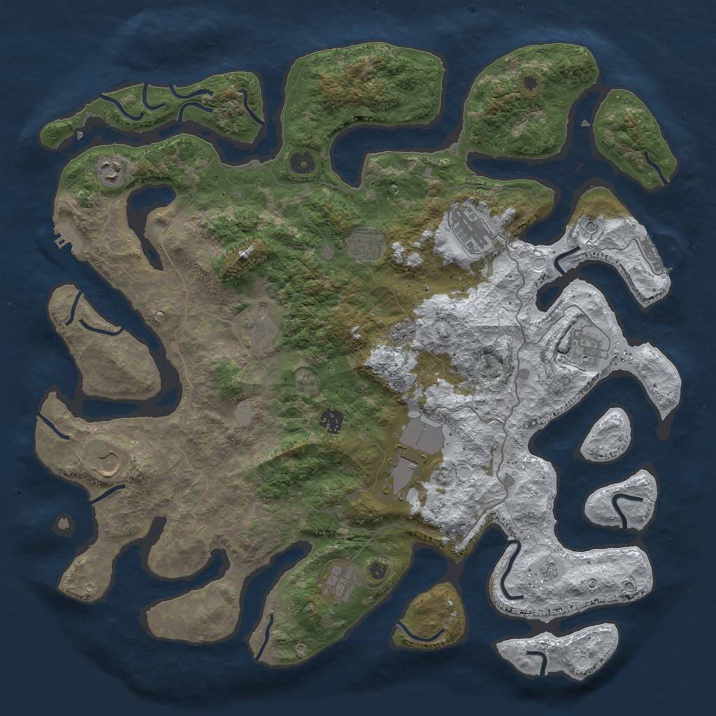 Rust Map: Procedural Map, Size: 4500, Seed: 6416279, 19 Monuments