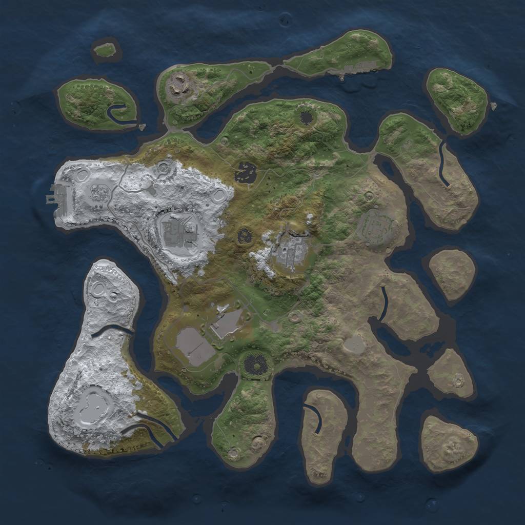Rust Map: Procedural Map, Size: 3500, Seed: 610567347, 15 Monuments