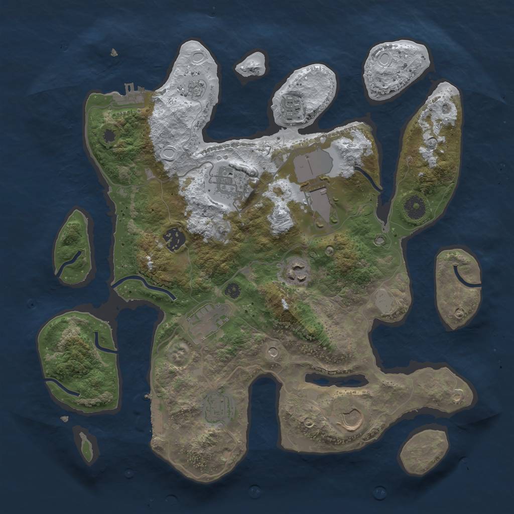 Rust Map: Procedural Map, Size: 3500, Seed: 3067799, 17 Monuments