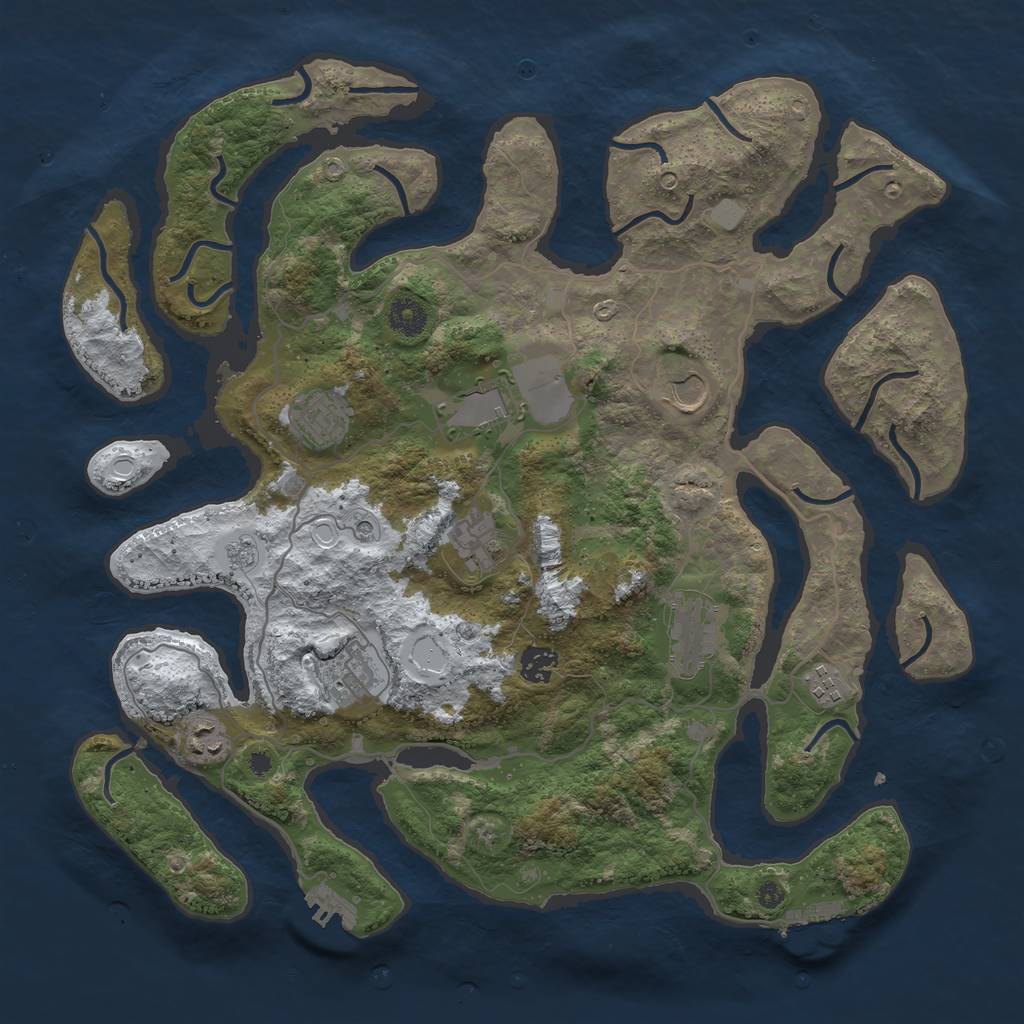 Rust Map: Procedural Map, Size: 4000, Seed: 816842, 18 Monuments