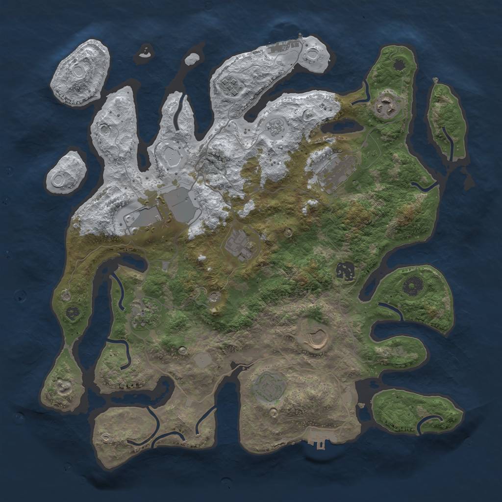 Rust Map: Procedural Map, Size: 3800, Seed: 2714932, 18 Monuments