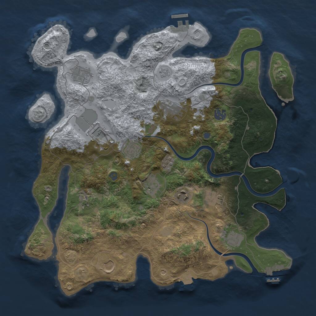 Rust Map: Procedural Map, Size: 3800, Seed: 2714932, 17 Monuments