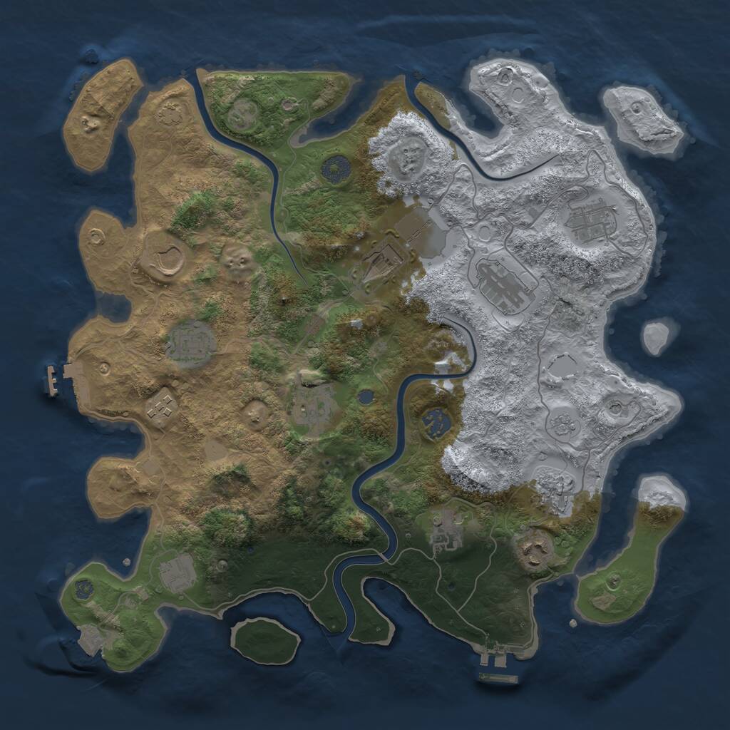 Rust Map: Procedural Map, Size: 3800, Seed: 5627415, 17 Monuments