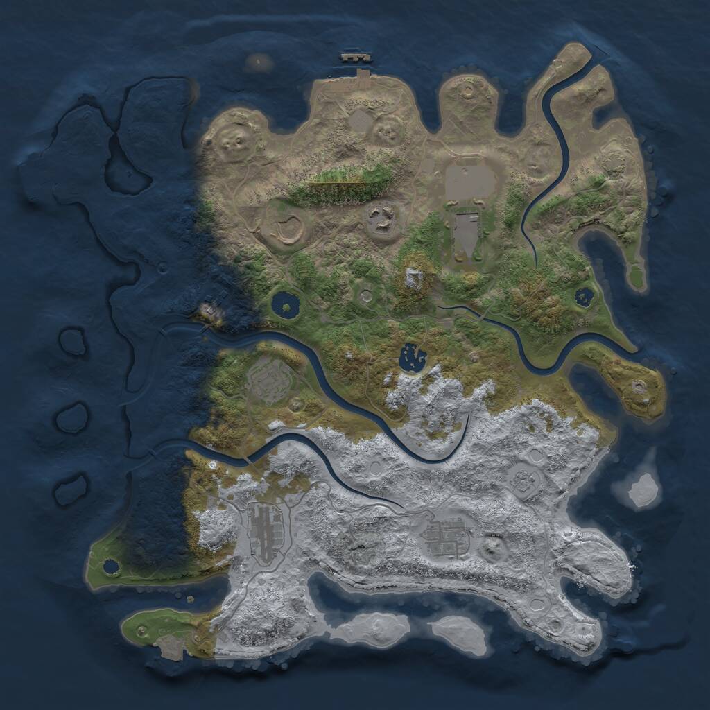 Rust Map: Procedural Map, Size: 3800, Seed: 1044755, 14 Monuments