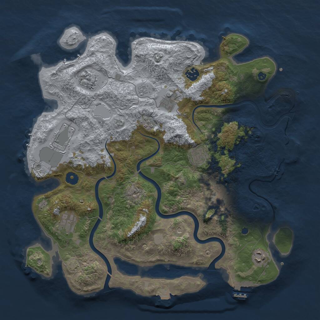 Rust Map: Procedural Map, Size: 3800, Seed: 1986265056, 15 Monuments