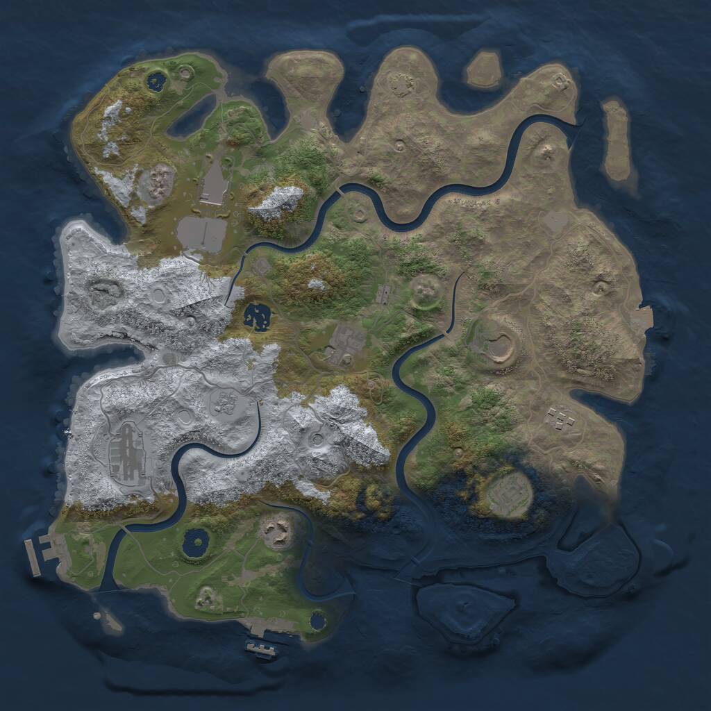 Rust Map: Procedural Map, Size: 3800, Seed: 4021395, 14 Monuments