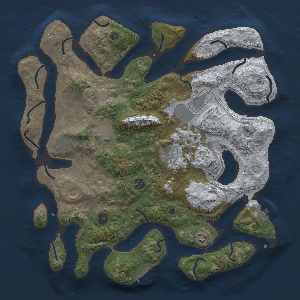 Rust Map: Procedural Map, Size: 4000, Seed: 156195, 17 Monuments