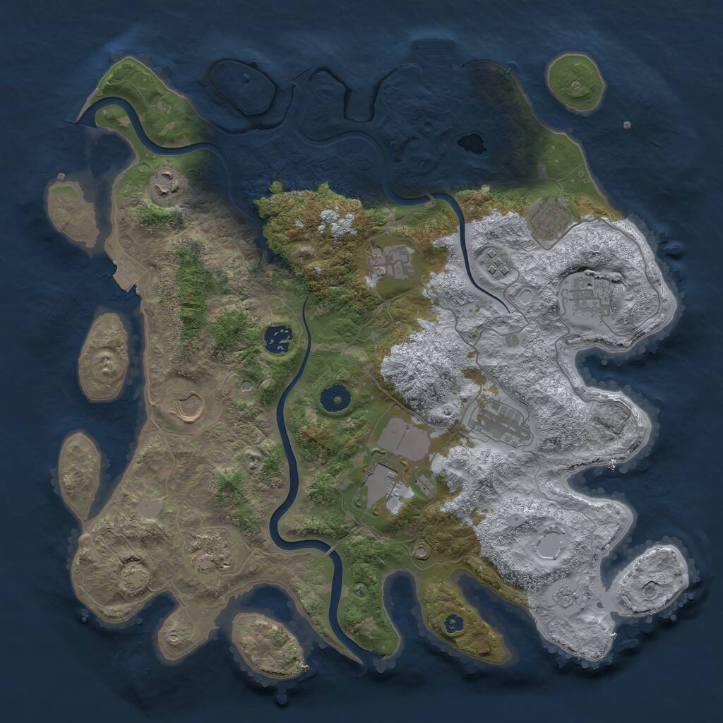 Rust Map: Procedural Map, Size: 3800, Seed: 1018177, 15 Monuments