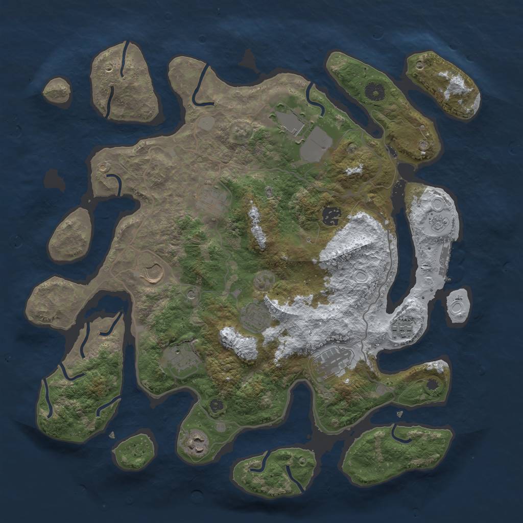 Rust Map: Procedural Map, Size: 4000, Seed: 472071, 17 Monuments