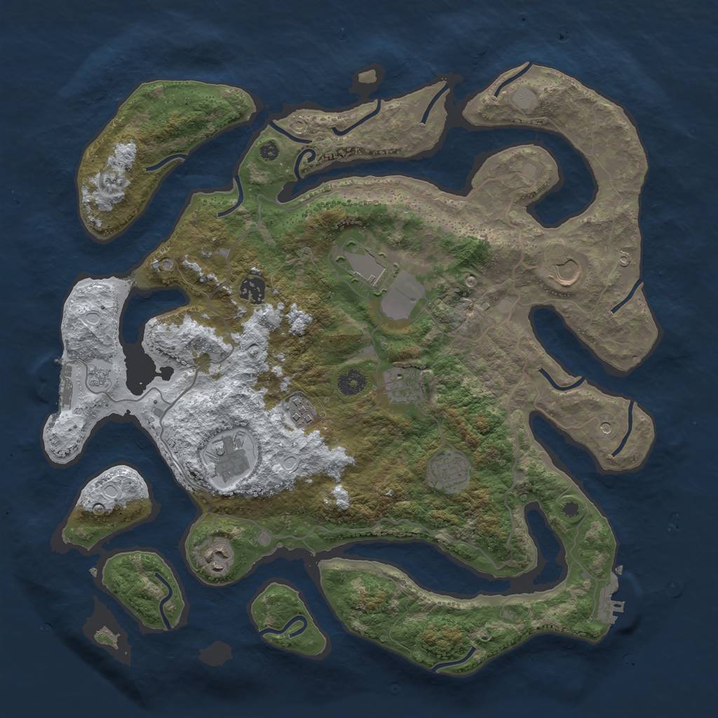 Rust Map: Procedural Map, Size: 4000, Seed: 533956, 17 Monuments