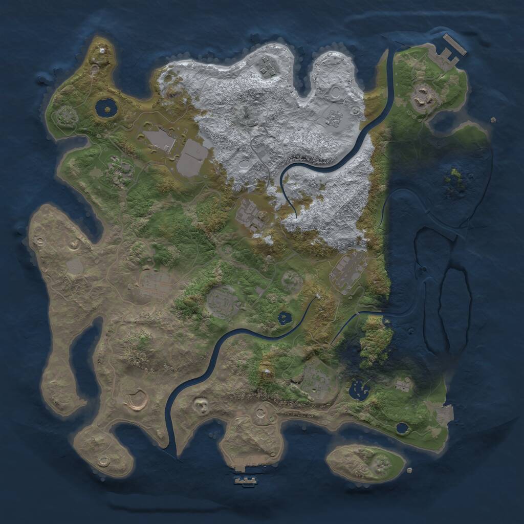 Rust Map: Procedural Map, Size: 3800, Seed: 1628973, 17 Monuments