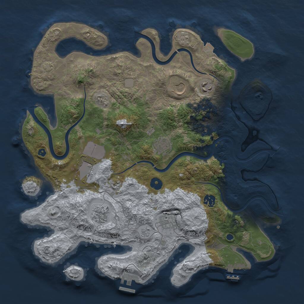 Rust Map: Procedural Map, Size: 3800, Seed: 2366311, 14 Monuments