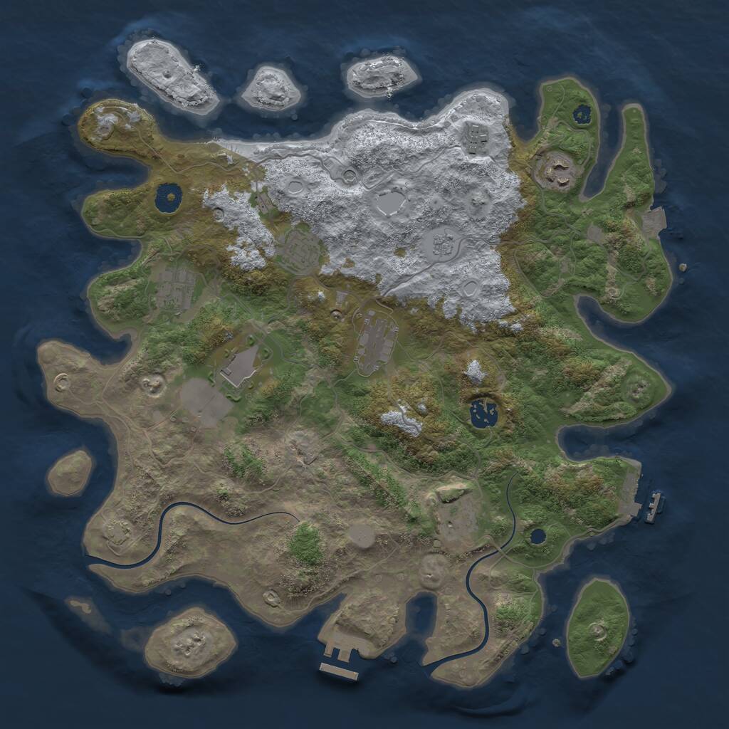 Rust Map: Procedural Map, Size: 3800, Seed: 155197, 14 Monuments