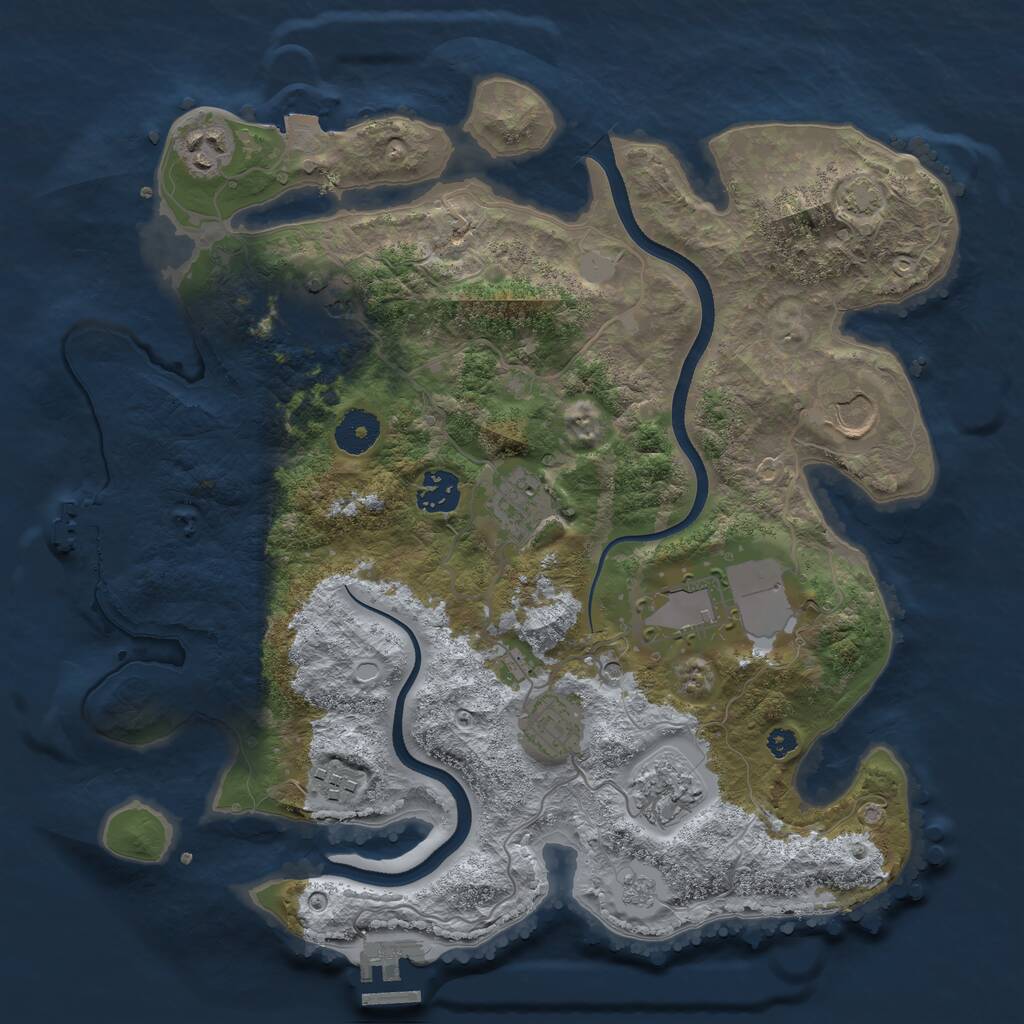 Rust Map: Procedural Map, Size: 3500, Seed: 351292, 15 Monuments