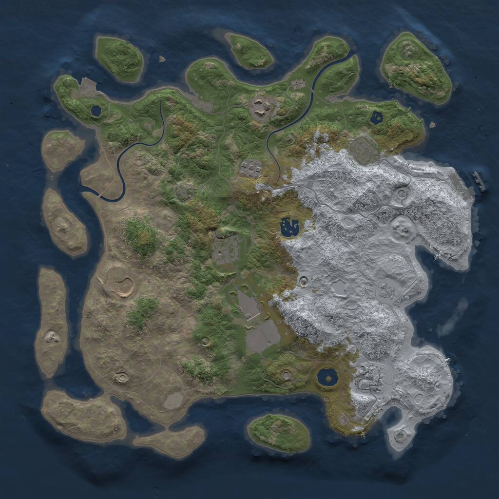 Rust Map: Procedural Map, Size: 3800, Seed: 2313441, 13 Monuments