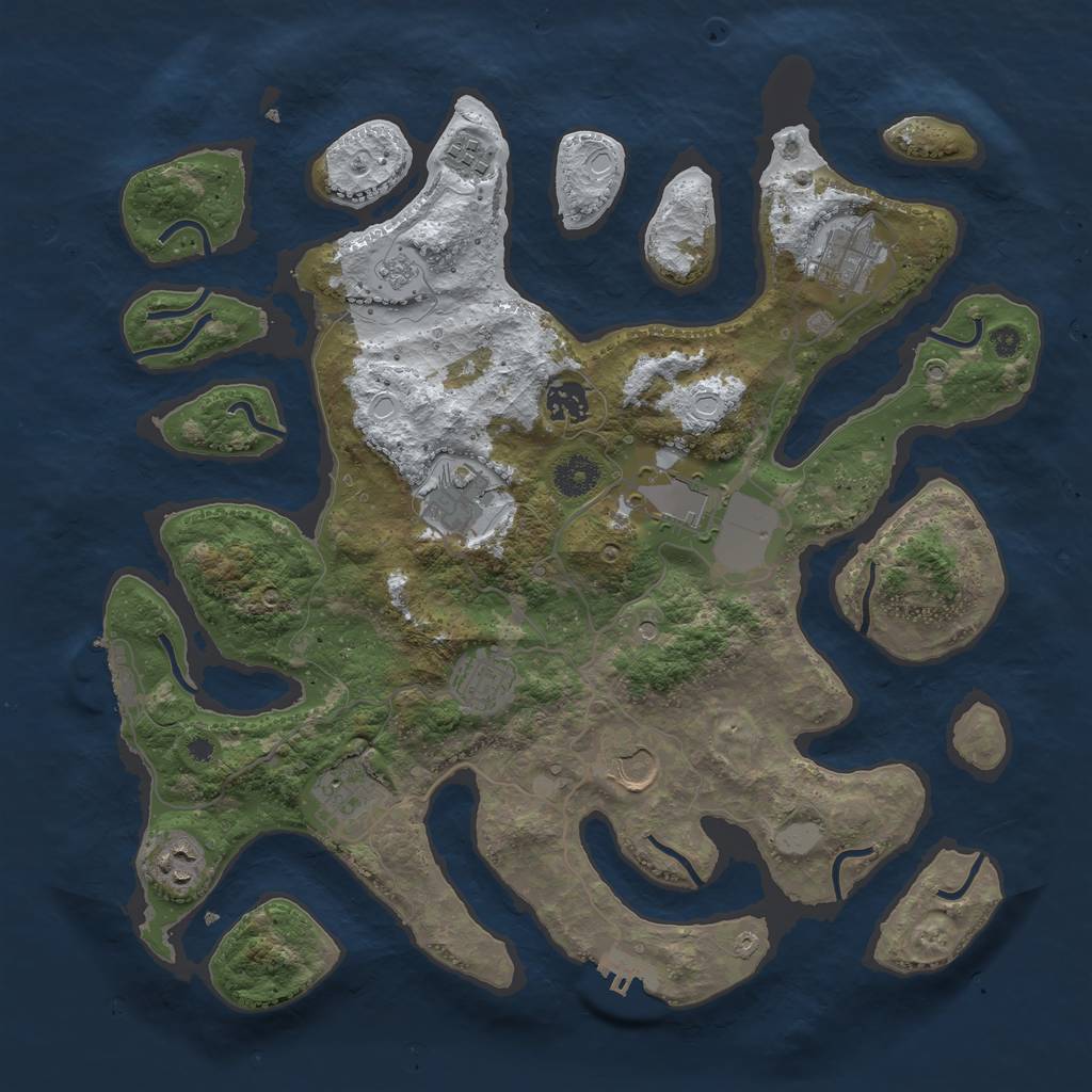 Rust Map: Procedural Map, Size: 3800, Seed: 657416, 18 Monuments