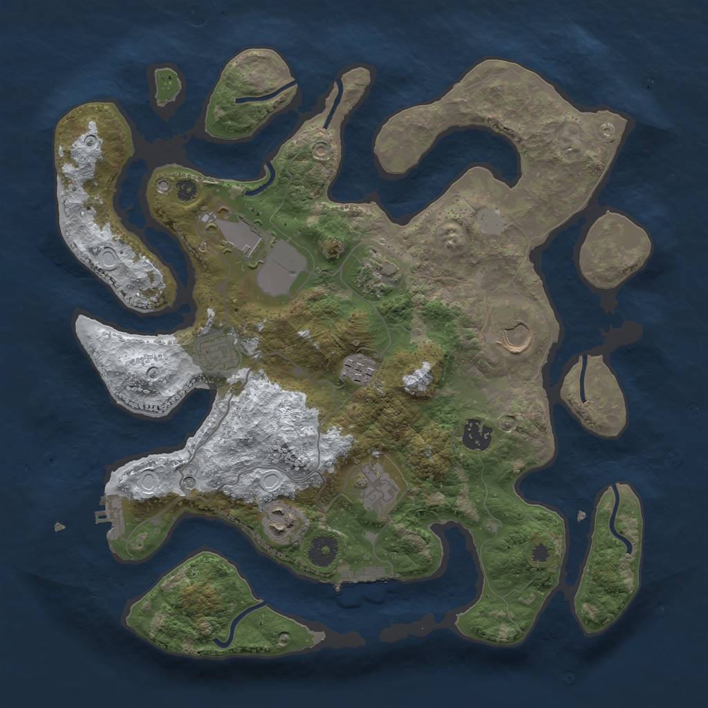 Rust Map: Procedural Map, Size: 3500, Seed: 756845390, 16 Monuments