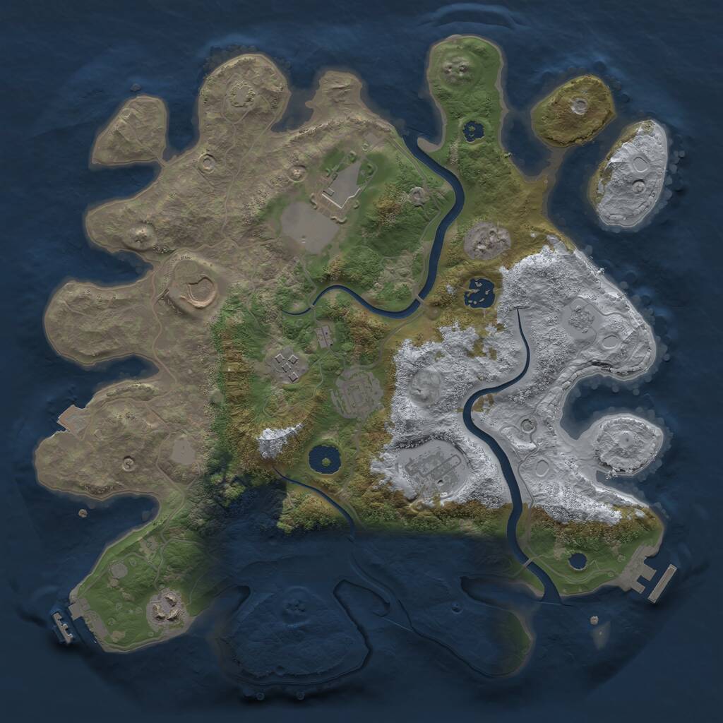 Rust Map: Procedural Map, Size: 3500, Seed: 4477292, 13 Monuments