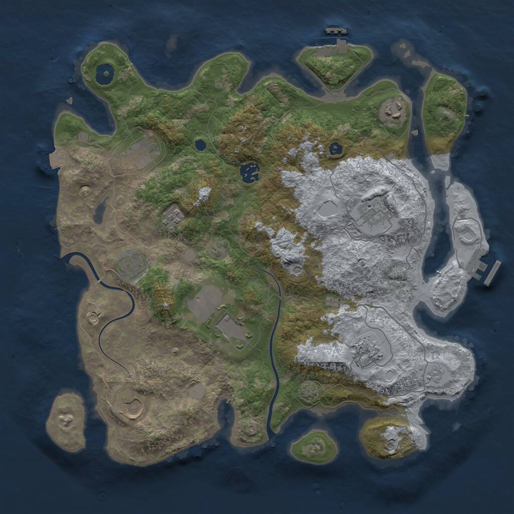 Rust Map: Procedural Map, Size: 3800, Seed: 2493539, 15 Monuments