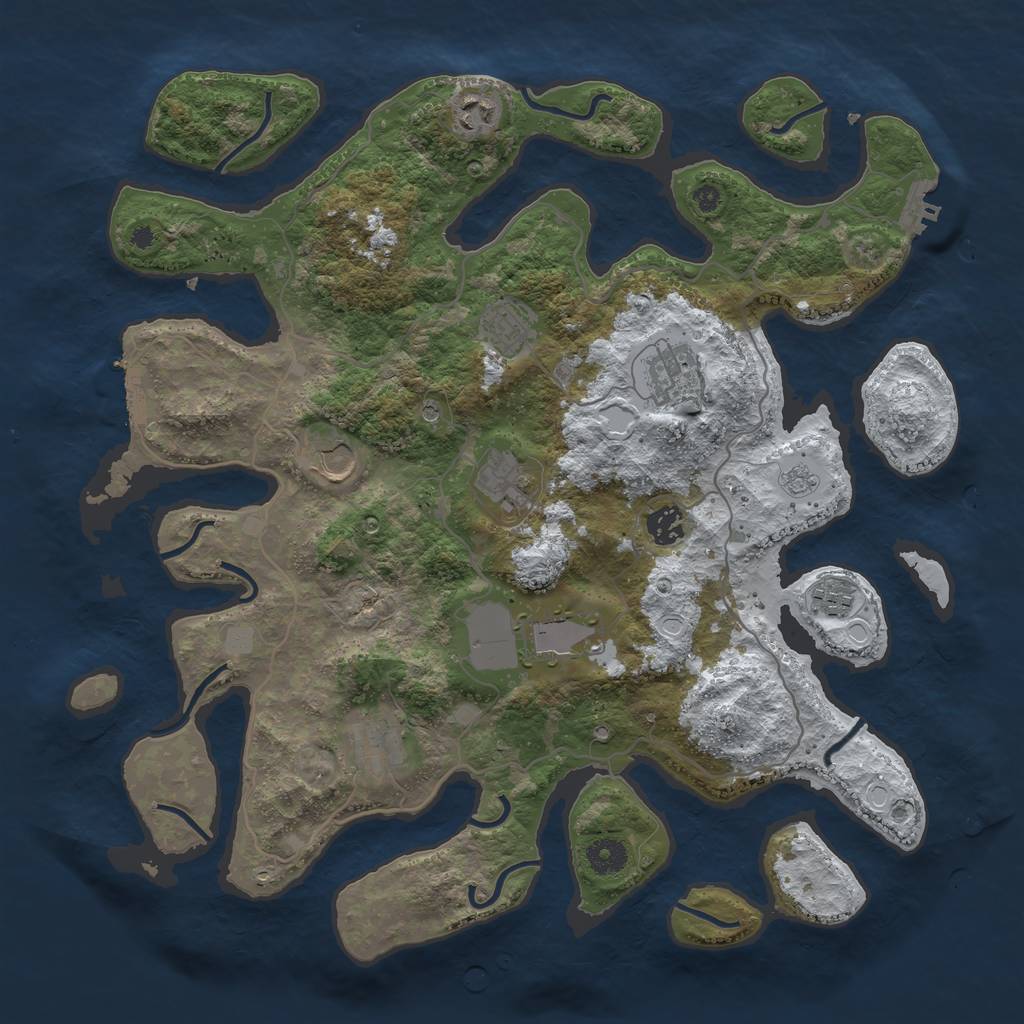 Rust Map: Procedural Map, Size: 4000, Seed: 101698, 18 Monuments