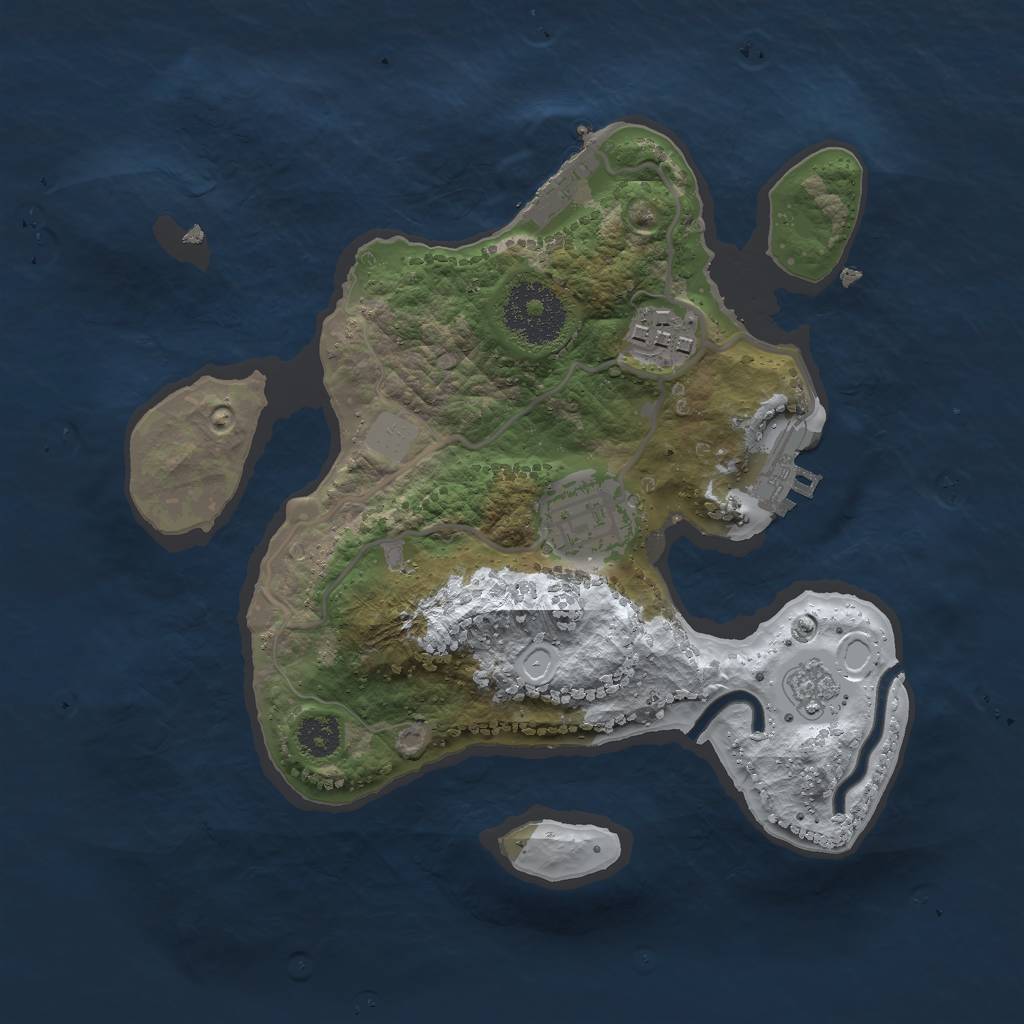 Rust Map: Procedural Map, Size: 2500, Seed: 616, 10 Monuments
